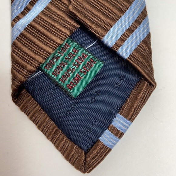 Andrews Ties Vintage Brown Striped 100% Silk Tie - Picture 6 of 7